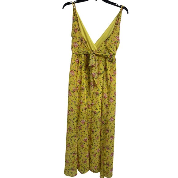 No Frills Los Angeles Yellow Floral Babydoll Cottage Maxi Dress L - Picture 3 of 9
